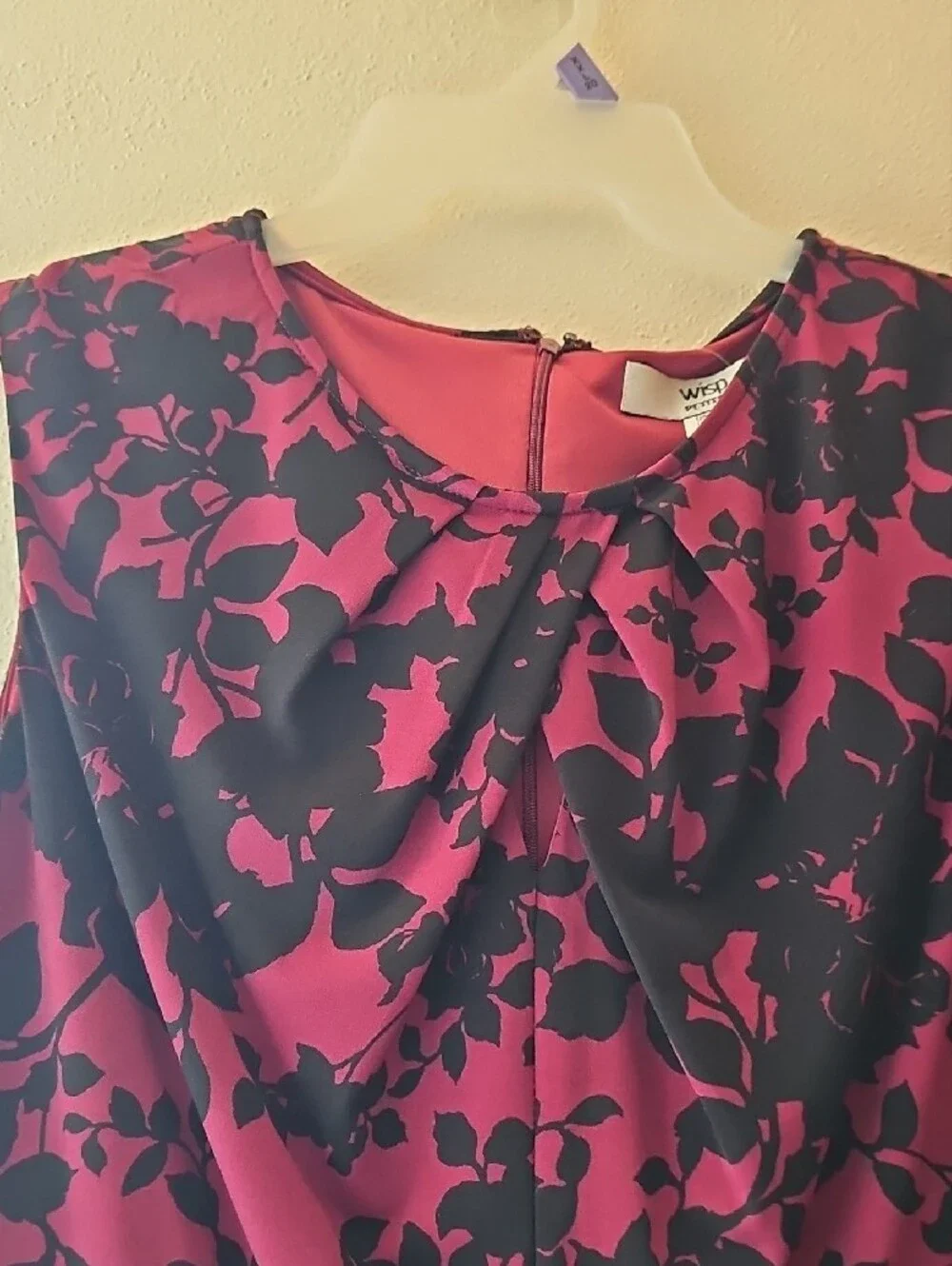 Sleeveless Plum Floral Midi Dress with Black Print